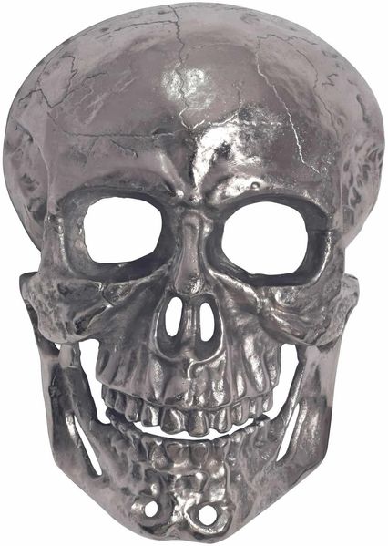 Wanddeko Totenkopf Aluminium Silber 41cm Schädel Modern Wandskulptur