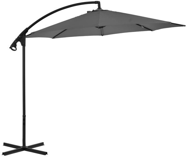 Sonnenschirm, Ampelschirm, Gartenschirm mit Stahl-Mast 300 cm Anthrazit