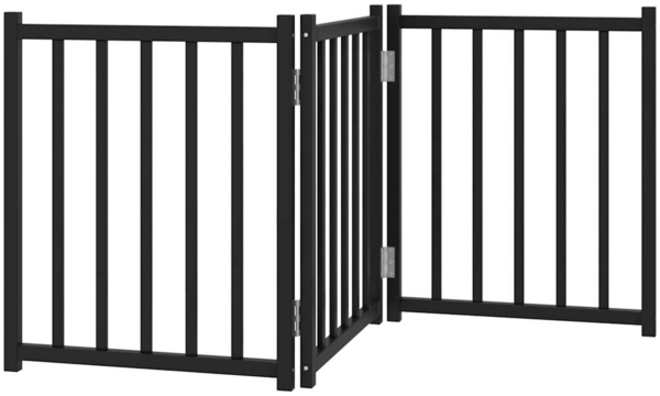 vidaXL 3-tlg. Hundetor Faltbar Schwarz 150 cm Massivholz Tanne 352284