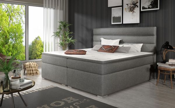 Boxspringbett FESTO 180x200 cm Stoff Sawana Dunkelgrau