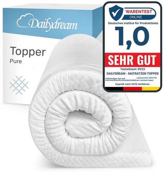 Dailydream viscoelastischer Matratzentopper Model S mit Memory Foam Effekt, 80x200x3,5cm, Edition "Standard"