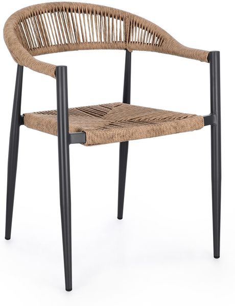 Gartenstuhl Aidnaja aus Aluminium und Twist Rattan, modern skandinavisch, anthrazit natur, stapelbar