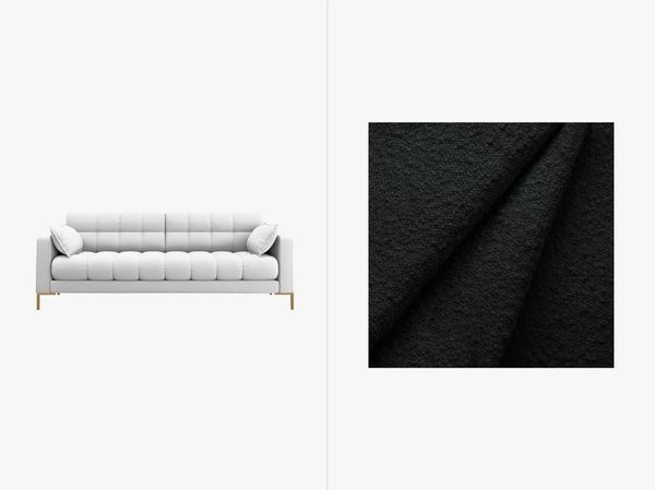 Micadoni Sofa Mamaia 3-Sitzer Boucle Baloo Schwarz goldene Beine
