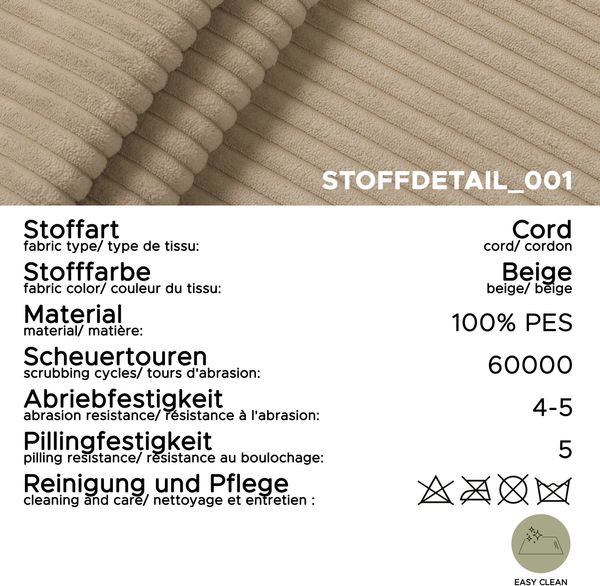 Ecksofa (B/H/T: 276x91x183 cm) in Beige Bild 7