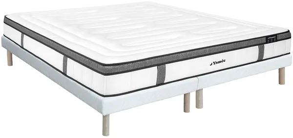 Vente-unique - OLIANE Mattress and bed base set Stoff Weiß - B 180 cm90 cm x H 31 cm x L 200 cm