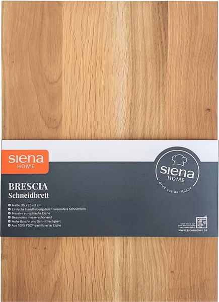 Schneidbrett Brescia aus FSC®-zertifizierter Eiche – massive Qualität, 45° Griff, klingenschonend, antibakteriell, 35×25×3 cm, langlebig & pflegeleicht