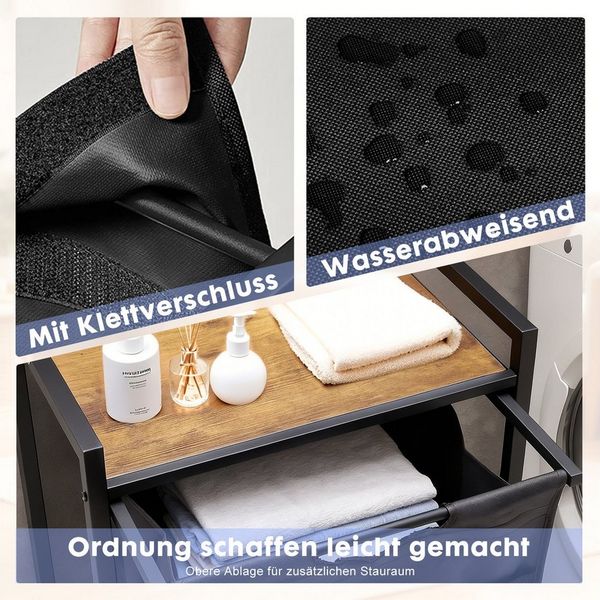 DUMOS Wäschekorb Mit Ablagefach, mit Ablage, Wäschesack abnehmbar, Metallrahmen, 65 L