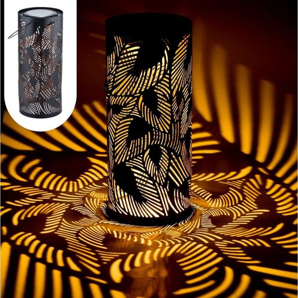 Marrakesch Orient & Mediterran Interior LED Solarleuchte 2er Set Moderne Solarlaterne Solar Laterne Windlicht Outdoor Schwarz, LED fest integriert, Handarbeit