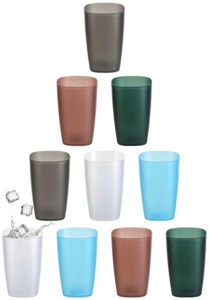 Engelland Becher Plastikbecher, Trinkbecher, 400 ml, 10-tlg, Kunststoff, BPA-frei, bruchfest, Frostoptik, stapelbar, wiederverwendbar, Mehrweg