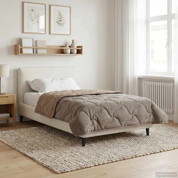 vidaXL Ganzjahresbettdecke Gepolstert Taupe 135 x 220 cm 42026282