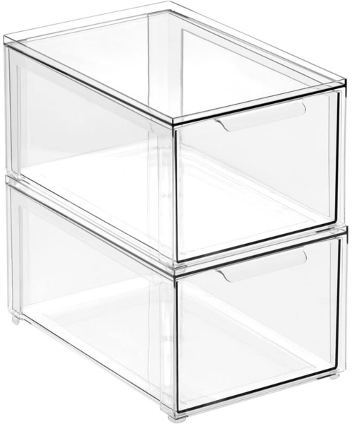 Schubladenbox Stapelbox Organizer für Küchen mDesign 2er Set durchsichtig