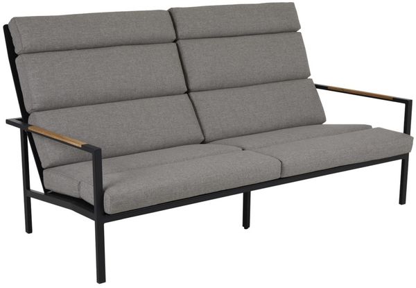 Gartensofa Indus mit Kissen aus Aluminium und Teak, modern, sand, für 2–3 Personen