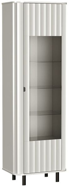 Lomadox Wohnzimmer-Set NASHVILLE-161, (Mega-Spar-Set, 2-St, Vitrine Lowboard), Wohnzimmer-Set in Weiß, mit Wellen-Optik, modern