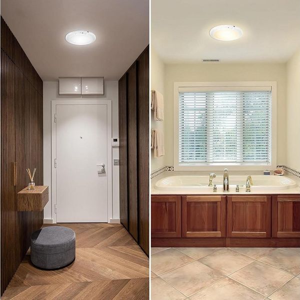 Rosnek LED Deckenleuchte Deckenlampe Innen mit Bewegungsmelder, Wiederaufladbar, Dimmbar, Zweiteiliges Set, LED fest integriert, USB-Deckenleuchte mit Fernbedienung für Flur, Treppe, Veranda & Garage