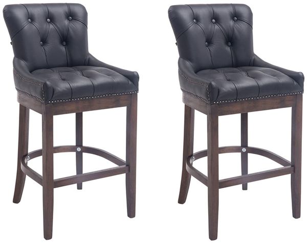 CLP 2er Set Barhocker Lakewood Echtleder gepolstert,schwarz antik
