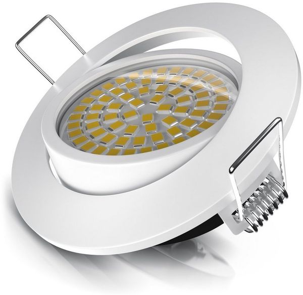 Brandson LED Einbaustrahler Deckenspot schwenkbar, Ultra Flach, Warmweiß 3000K, 5W, 320 Lumen, Dimmfunktion, Schwenkmechanismus (30° vertikal), LED fest integriert, warmweiß, Slim Einbauleuchte, Einbauspot Edelstahl Optik, Alu Deckenstrahler