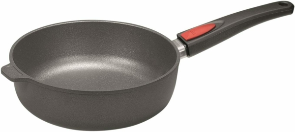 WOLL Titanium Nowo Induction Sauteérpfanne mit abnehmbarem Griff, Ø 24 cm x ca. 7 cm (2,5 l), Aluminium-Handguss mit Titan‑Hartversiegelung, alle Herdarten inkl. Induktion, spülmaschinen‑ & backofenfest bis ca. 250 °C
