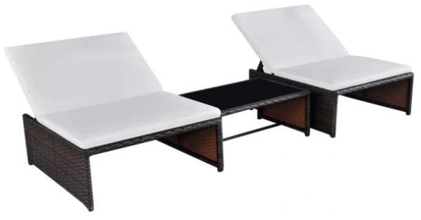 vidaXL Outdoor-Lehnstühle 2 Stk. mit Tisch Braun Poly Rattan 43068