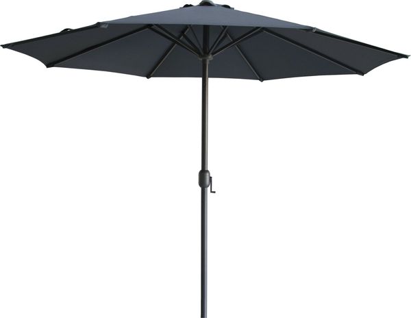 Primaster Sonnenschirm Kreta anthrazit/grau Ø 300 cm Marktschirm Kurbel neigbar