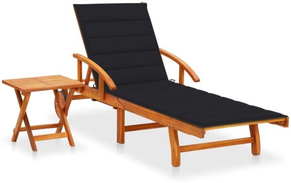 vidaXL Sonnenliege mit Tisch und Auflage Akazie Massivholz 3061624