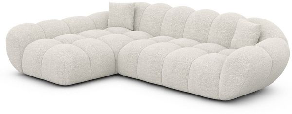 Sofa Dreams Polsterecke Maleron L Form kurz Stoffsofa, 4-Sitzer, Polstersofa, Ottomane links, Boucléstoff Bezug in Weiß