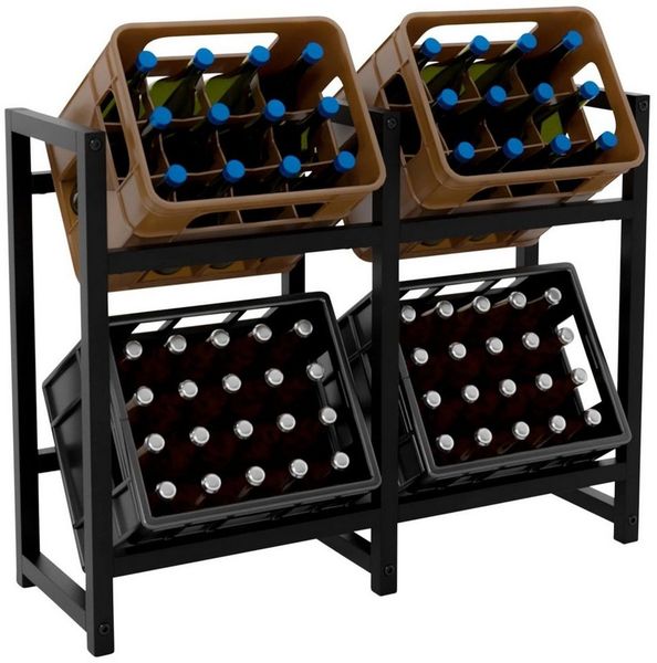 TPFLiving Standregal Getränkekistenständer Star - Getränkeregal für 4 Kisten in schwarz, Kastenständer für Getränkekisten - Flaschenregal, Getränkekistenregal mit den Maßen (HxB xT): 75 x 91 x 31 cm