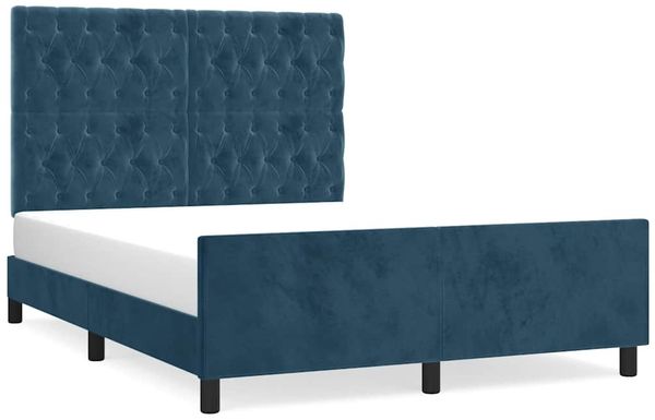 Doppelbett, Bettgestell Modernen ohne Matratze Dunkelblau 140x190 cm Samt d2046e