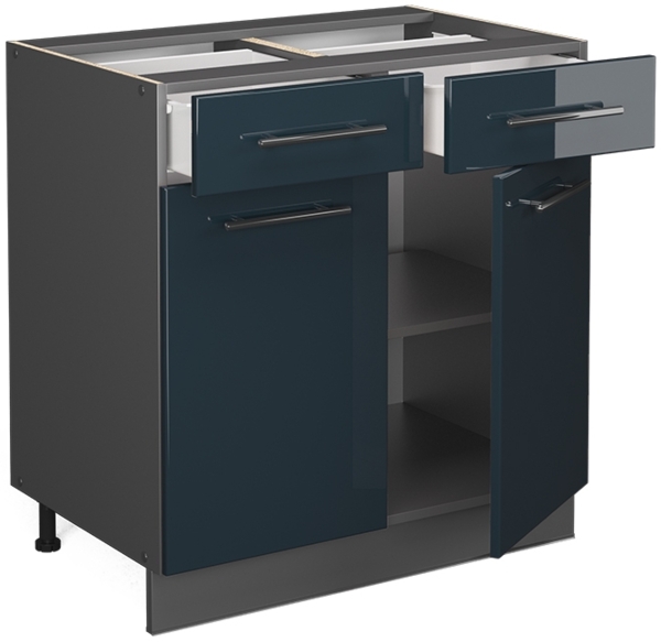 Küchenunterschrank Fame-Line Dunkelblau Hochglanz 80 cm , AP Eiche Vicco Bild 4