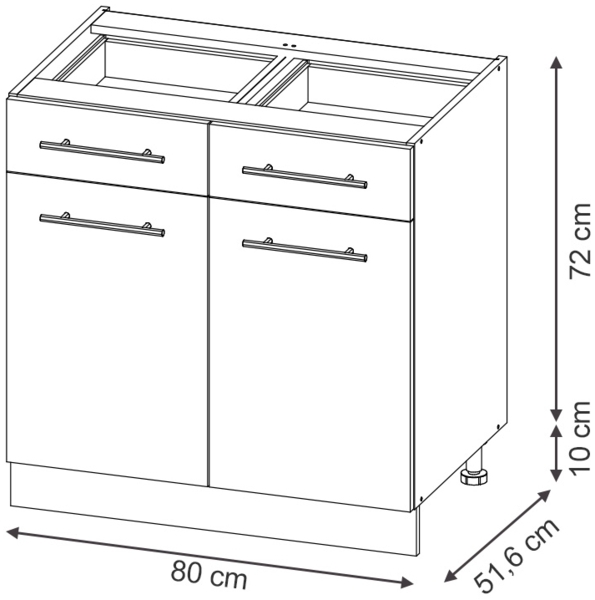 Küchenunterschrank Fame-Line Dunkelblau Hochglanz 80 cm , AP Eiche Vicco Bild 3