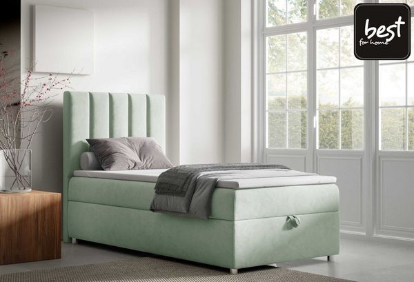 Best for Home Boxspringbett Trinity K10 SINGLE mit Bettkasten & Bonellfederkern, Topper 7 cm T30 (Einzelbett, Polsterbett gepolstertes Kopfteil, Jugendbett, Kinderbett versch. Größen, 70x200 80x200 90x200 100x200 cm), mit oder ohne Topper, Flexible Lie...