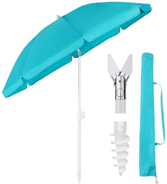 Sekey Sonnenschirm Ø160 cm Sonnenschirm UV50+ Balkonschirm mit Tragetasche und Bodenhülse, LxB: 160,00x160,00 cm, Neigungswinkel und Höhe verstellbar,für Balkon, Garten, Terrasse