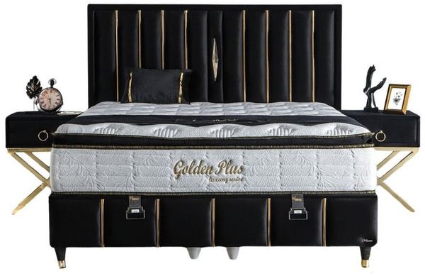 Villa Möbel Boxspringbett GOLDEN (Bett, Bett), Bettkasten mit XXL Stauraum & Gasdruckfedern für einfache Handhabung