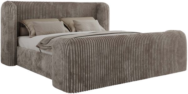 Polsterbett mit Lattenrost, Doppelbett für Schlafzimmer, Gepolstertes Kopfteil - EMORA CLASSIC DUO - 180 x 200 cm - Hellbraun Cord Bild 5