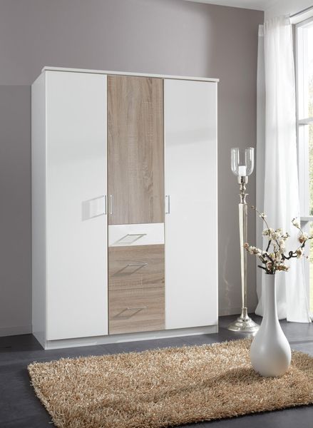Kleiderschrank >Click< (B/H/T: 135x198x58 cm) in Weiß - 135x198x58cm (BxHxT)