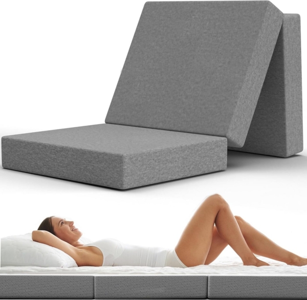 Klappmatratze Faltbar Extra Dick - Gästematratze Klappbar für Bequemen Schlaf - Gästebett Klappbar als Klappbett - Faltmatratze Indoor & Outdoor - Matratze Einfacher Aufbau - Reisematratze Futon