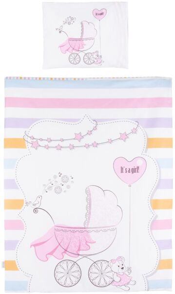 Chipolino 5-teiliges Bettwäsche Set, Decke 95 x 125 cm Kissen 35 x 45 cm rosa Sterne