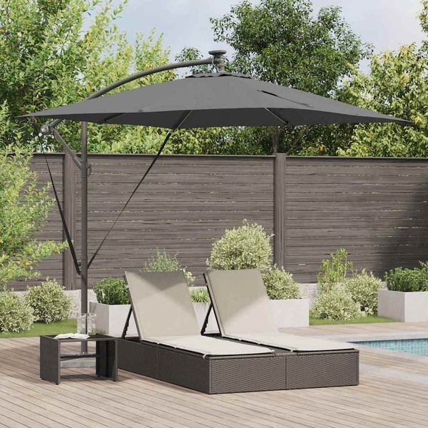 Sonnenschirm, Gartenschirm mit LED-Lichtleisten Anthrazit 249 x 249 x 250 cm