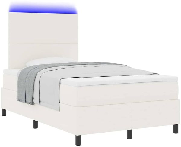 vidaXL LED Boxspringbett Creme und Weiß 120 x 190 cm Cordstoff 3337637 Bild 3