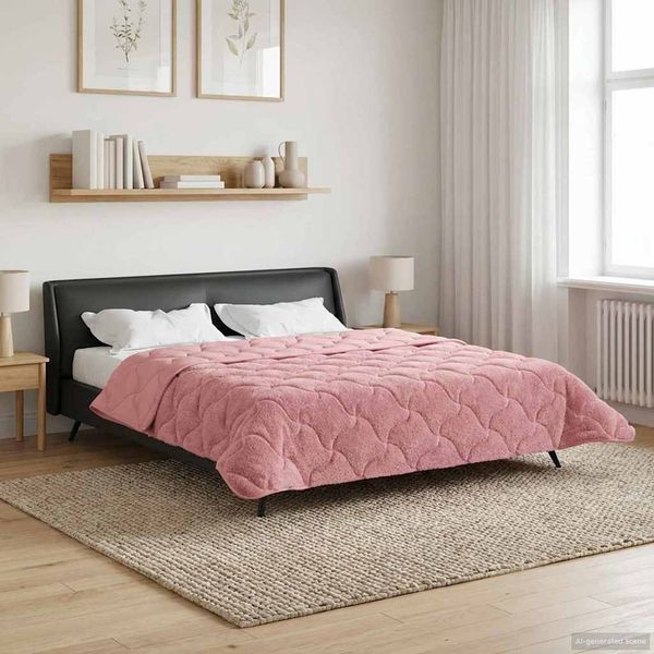 vidaXL Ganzjahresbettdecke Gepolstert Rosa 200 x 220 cm 42026273