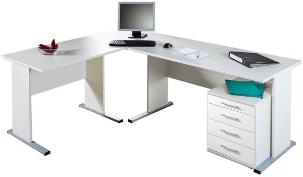 MÖBELPARTNER Eckschreibtisch Eckschreibtisch Tiger, HxBxT 75 x 205 x 155 cm, Weiß