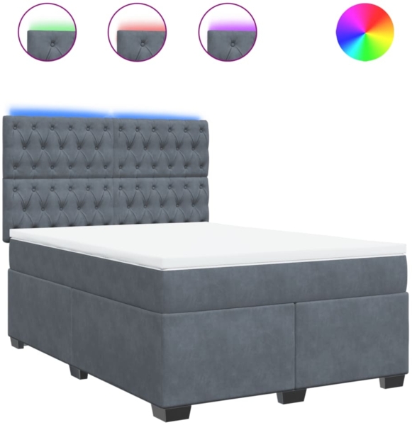 vidaXL Boxspringbett mit Matratze Dunkelgrau 160x200 cm Samt 3293261