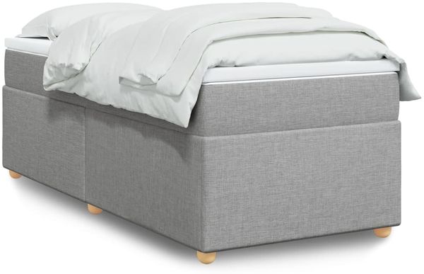 vidaXL Boxspringbett mit Matratze Hellgrau 90x200 cm Stoff 3285345