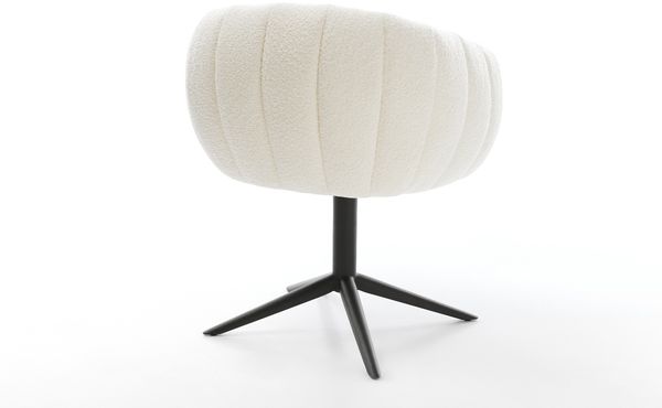 Drehstuhl Jada-Flex Bouclé Weiß Fußkreuz Schwarz 360° drehbar Wippfunktion Taschenfederkern Bild 5