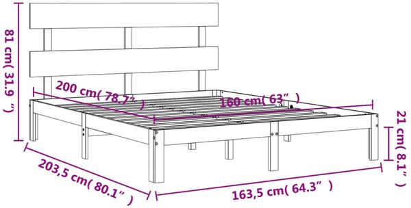 vidaXL Massivholzbett ohne Matratze 160x200 cm Kiefernholz 3193541 Bild 12