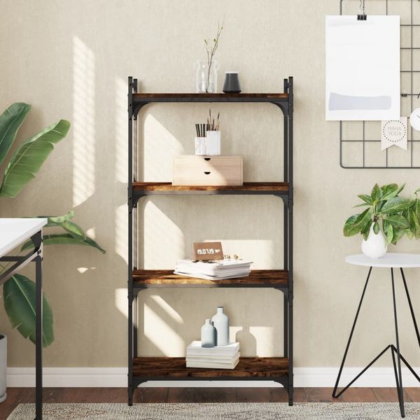 vidaXL Bücherregal 4 Böden Räuchereiche 60x30x120 cm Holzwerkstoff 837654