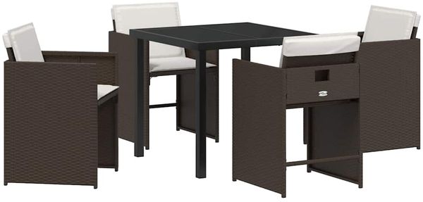 vidaXL Garten Essgruppe 5 pcs Braun Poly-Rattan 3380697 Bild 2