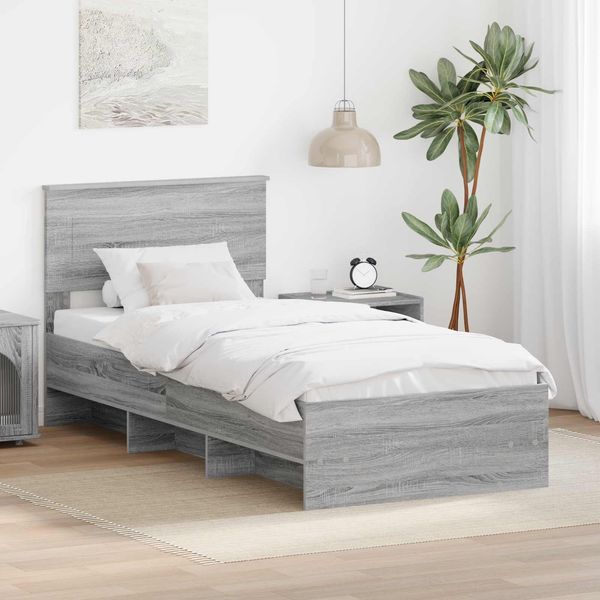 vidaXL Bettrahmen mit Kopfteil Graues Sonoma 80 x 200 cm Holzwerkstoff 3408905