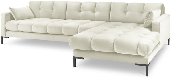 Micadoni Ecksofa Mamaia 5-Sitzer Rechts Samt Bluvel Helles Beige schwarze Beine