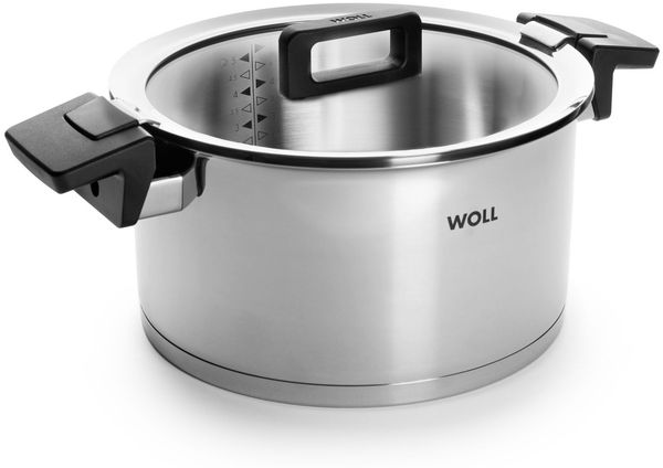 WOLL Kochtopf Concept 124NC Glasdeckel mit Abgießfunktion Ø 24 cm 5,8 L Edelstahl 18/10 mit Alu‑Kapselboden Alle Herdarten inkl. Induktion bis 200 °C Spülmaschinenfest