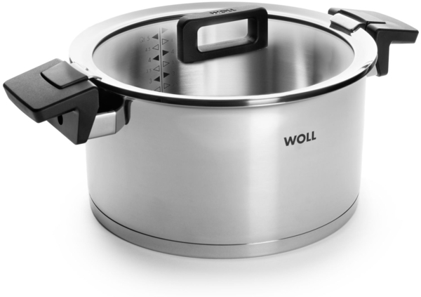 WOLL Kochtopf Concept 124NC Glasdeckel mit Abgießfunktion Ø 24 cm 5,8 L Edelstahl 18/10 mit Alu‑Kapselboden Alle Herdarten inkl. Induktion bis 200 °C Spülmaschinenfest